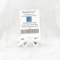 WKP04798E2 White Jumbo Dice with Black Numbers D8 25mm Pack of 2 (ONLINE ORDER ONLY)