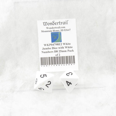 WKP04798E2 White Jumbo Dice with Black Numbers D8 25mm Pack of 2 (ONLINE ORDER ONLY)
