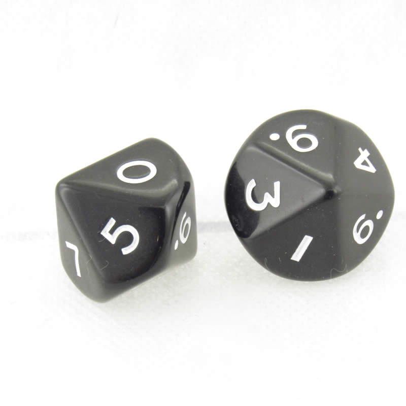 WKP04799E2 Black Jumbo Dice with White Numbers D10 25mm Pack of 2 (ONLINE ORDER ONLY)