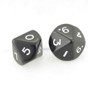 WKP04799E2 Black Jumbo Dice with White Numbers D10 25mm Pack of 2 (ONLINE ORDER ONLY)