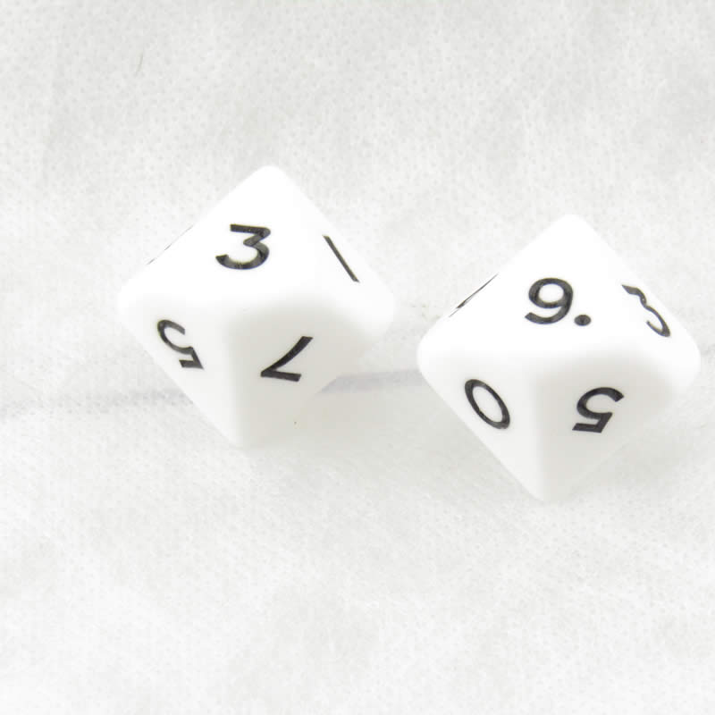 WKP04802E2 White Jumbo Dice with Black Numbers D10 25mm Pack of 2 (ONLINE ORDER ONLY)
