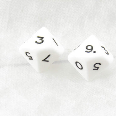 WKP04802E2 White Jumbo Dice with Black Numbers D10 25mm Pack of 2 (ONLINE ORDER ONLY)