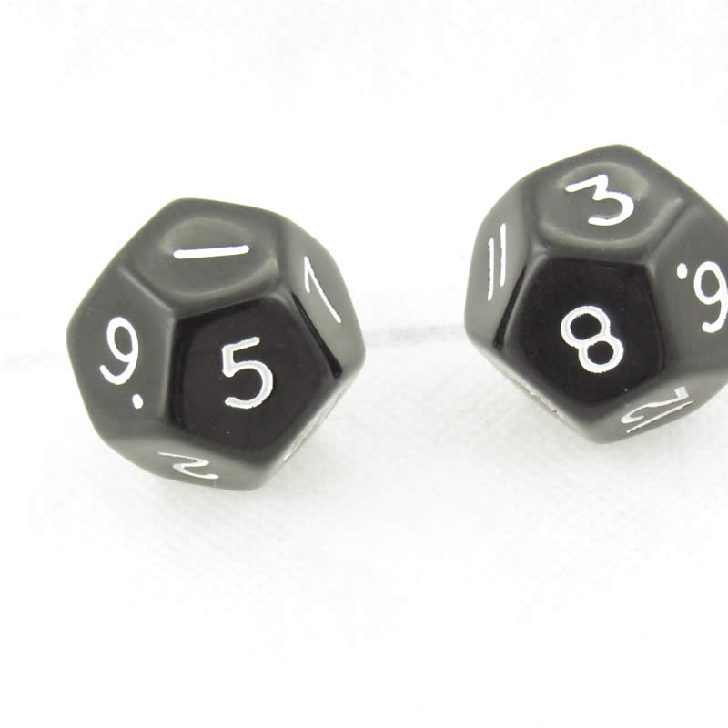 WKP04803E2 Black Jumbo Dice with White Numbers D12 30mm Pack of 2 (ONLINE ORDER ONLY)