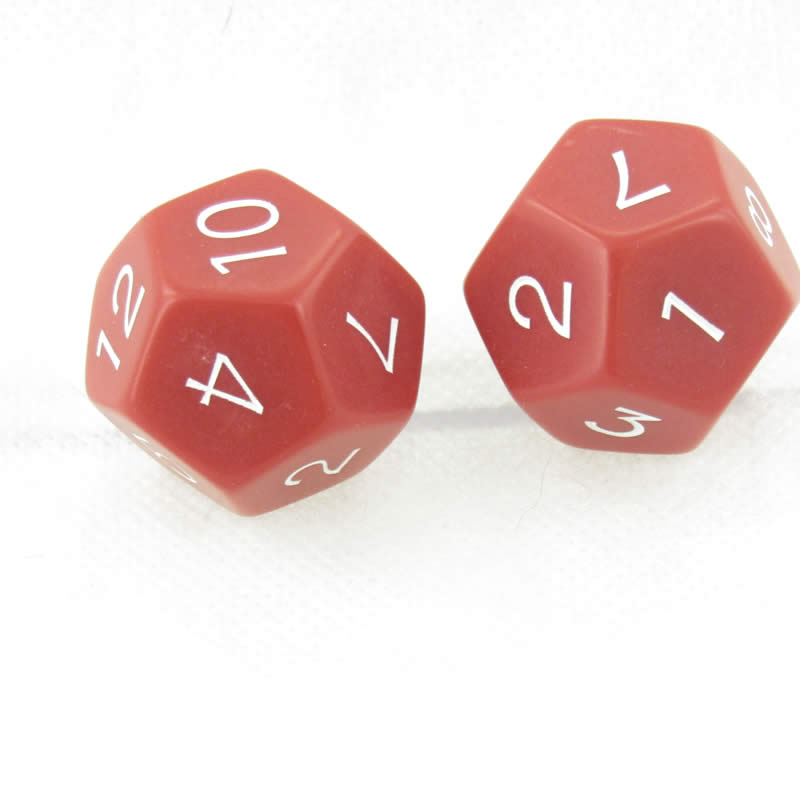 WKP04805E2 Red Jumbo Dice White Numbers D12 30mm Pack of 2 (ONLINE ORDER ONLY)