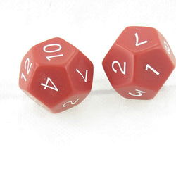 WKP04805E2 Red Jumbo Dice White Numbers D12 30mm Pack of 2 (ONLINE ORDER ONLY)