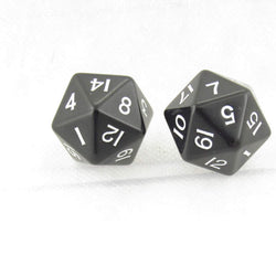 WKP04807E2 Black Jumbo Dice with White Numbers D20 30mm Pack of 2 (ONLINE ORDER ONLY)