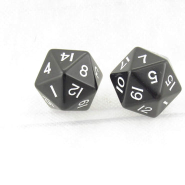 WKP04807E2 Black Jumbo Dice with White Numbers D20 30mm Pack of 2 (ONLINE ORDER ONLY)