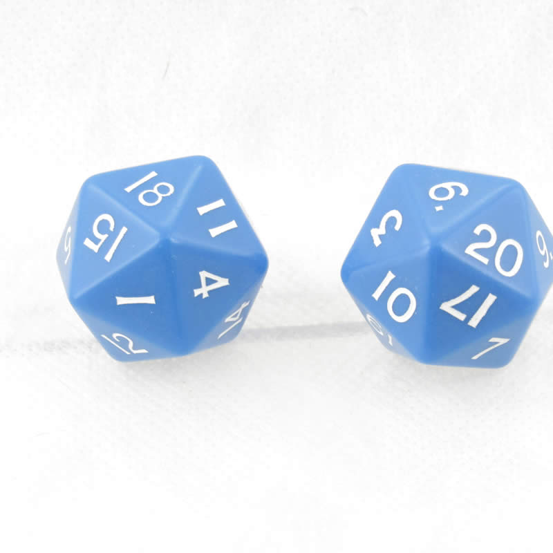 WKP04808E2 Blue Jumbo Dice with White Numbers D20 30mm Pack of 2 (ONLINE ORDER ONLY)