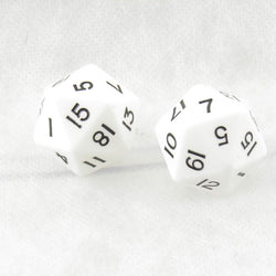 WKP04810E2 White Jumbo Dice with Black Numbers D20 30mm Pack of 2 (ONLINE ORDER ONLY)