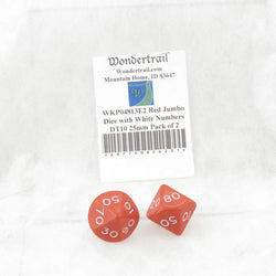 WKP04813E2 Red Jumbo Dice with White Numbers DT10 25mm Pack of 2 (ONLINE ORDER ONLY)