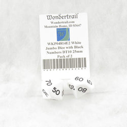 WKP04814E2 White Jumbo Dice with Black Numbers DT10 25mm Pack of 2 (ONLINE ORDER ONLY)