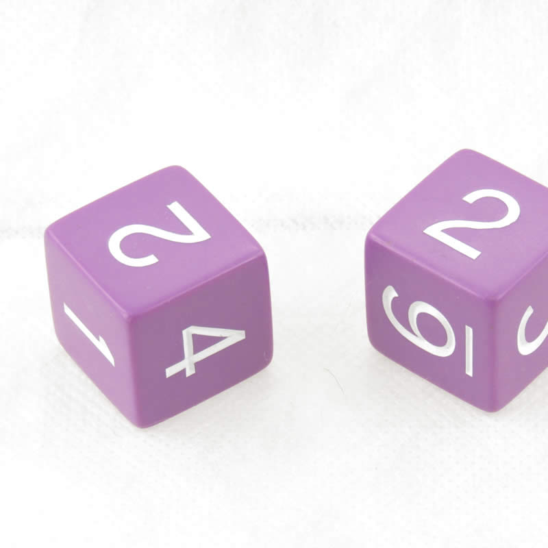 WKP05134E2 Purple Jumbo Dice with White Numbers D6 25mm Pack of 2 (ONLINE ORDER ONLY)