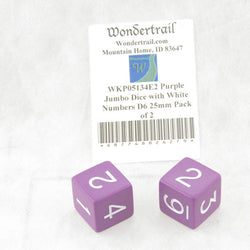 WKP05134E2 Purple Jumbo Dice with White Numbers D6 25mm Pack of 2 (ONLINE ORDER ONLY)