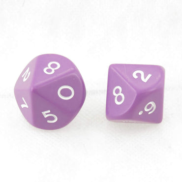 WKP05136E2 Purple Jumbo Dice with White Numbers D10 25mm Pack of 2 (ONLINE ORDER ONLY)