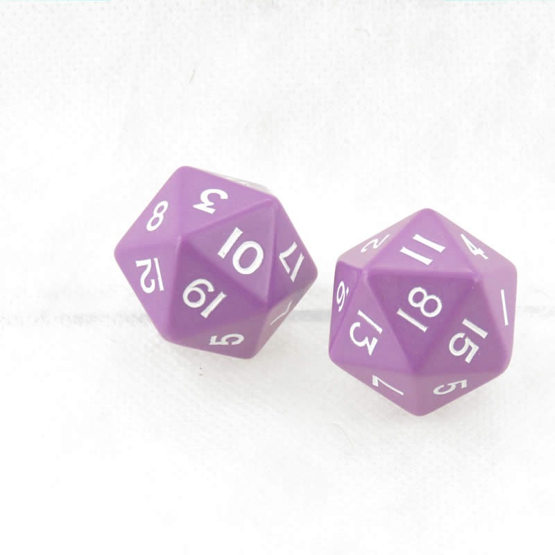 WKP05138E2 Purple Jumbo Dice with White Numbers D20 30mm Pack of 2 (ONLINE ORDER ONLY)