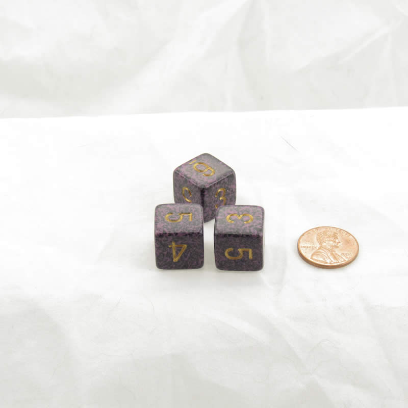 WKP06071E3 Hurricane Elemental Dice Gold Numbers D6 16mm Pack of 3 (ONLINE ORDER ONLY)