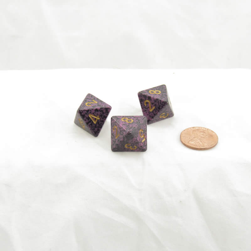 WKP06077E3 Hurricane Elemental Dice Gold Numbers D8 16mm Pack of 3 (ONLINE ORDER ONLY)
