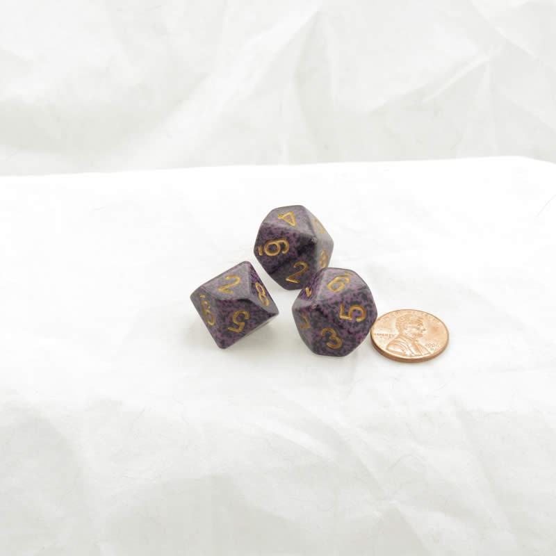 WKP06083E3 Hurricane Elemental Dice Gold Numbers D10 16mm Pack of 3 (ONLINE ORDER ONLY)