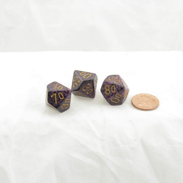 WKP06101E3 Hurricane Elemental Dice Gold Numbers DT10 16mm Pack of 3 (ONLINE ORDER ONLY)