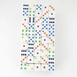 WKP06231B1 White Opaque Squared Corner Dice Multi-Color Pips D6 16mm Pack of 100 (ONLINE ORDER ONLY)