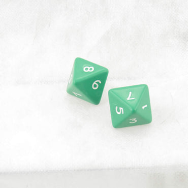 WKP06527E2 Green Jumbo Dice with White Numbers D8 25mm Pack of 2 (ONLINE ORDER ONLY)