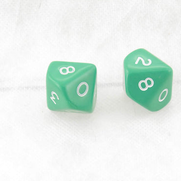 WKP06528E2 Green Jumbo Dice with White Numbers D10 25mm Pack of 2 (ONLINE ORDER ONLY)