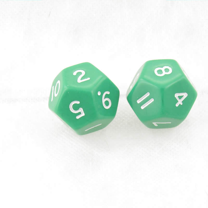 WKP06529E2 Green Jumbo Dice with White Numbers D12 30mm Pack of 2 (ONLINE ORDER ONLY)