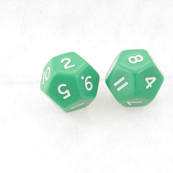 WKP06529E2 Green Jumbo Dice with White Numbers D12 30mm Pack of 2 (ONLINE ORDER ONLY)