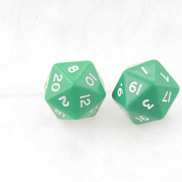 WKP06530E2 Green Jumbo Dice with White Numbers D20 30mm Pack of 2 (ONLINE ORDER ONLY)