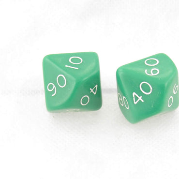 WKP06531E2 Green Jumbo Dice with White Numbers DT10 25mm Pack of 2 (ONLINE ORDER ONLY)