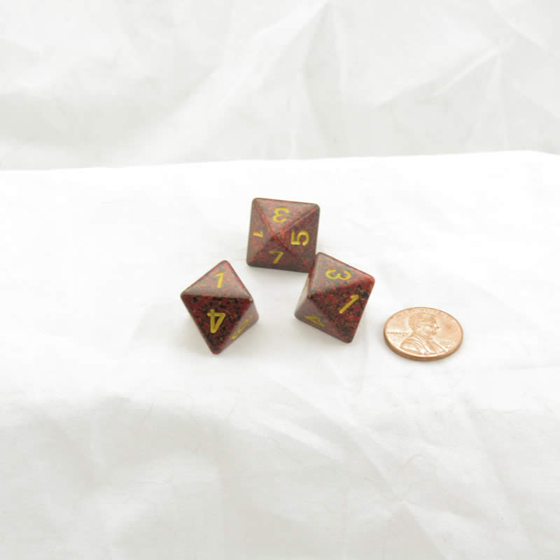 WKP06667E3 Mercury Elemental Dice Gold Numbers D8 16mm Pack of 3 (ONLINE ORDER ONLY)
