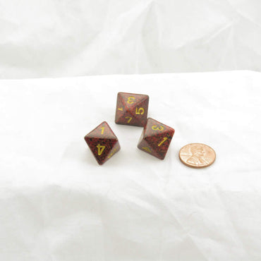WKP06667E3 Mercury Elemental Dice Gold Numbers D8 16mm Pack of 3 (ONLINE ORDER ONLY)