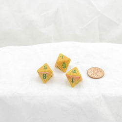 WKP07054E3 Lotus Elemental Dice Green Numbers D8 16mm (5/8in) Pack of 3 (ONLINE ORDER ONLY)