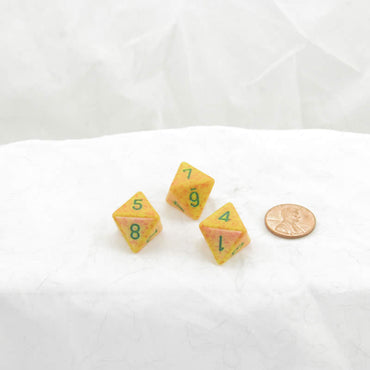 WKP07054E3 Lotus Elemental Dice Green Numbers D8 16mm (5/8in) Pack of 3 (ONLINE ORDER ONLY)
