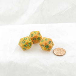 WKP07072E3 Lotus Elemental Dice Green Numbers D20 16mm Pack of 3 (ONLINE ORDER ONLY)