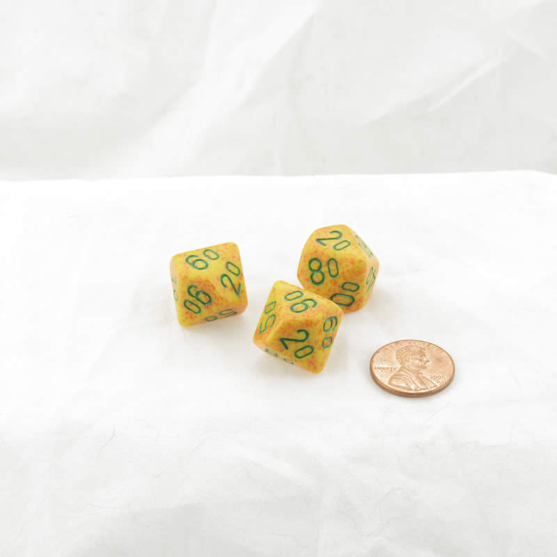 WKP07078E3 Lotus Elemental Dice with Green Numbers DT10 16mm (5/8in) Pack of 3 Wondertrail (ONLINE ORDER ONLY)