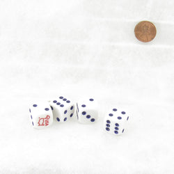 WKP07111E4 USA Country Dice White Opaque Blue Pips D6 16mm Pack of 4 (ONLINE ORDER ONLY)