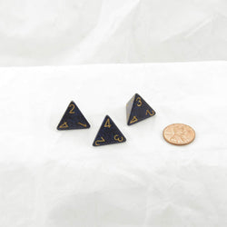WKP08976E3 Golden Cobalt Elemental Dice Gold Numbers D4 16mm Pack of 3 (ONLINE ORDER ONLY)