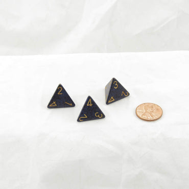 WKP08976E3 Golden Cobalt Elemental Dice Gold Numbers D4 16mm Pack of 3 (ONLINE ORDER ONLY)
