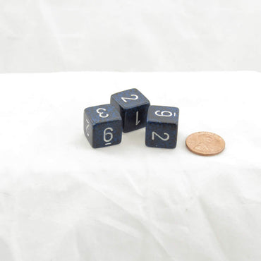 WKP08986E3 Stealth Elemental Dice White Numbers D6 16mm Pack of 3 (ONLINE ORDER ONLY)