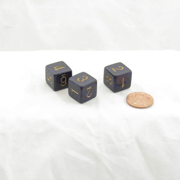WKP08988E3 Golden Cobalt Elemental Dice Gold Numbers D6 16mm Pack of 3 (ONLINE ORDER ONLY)