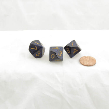 WKP09012E3 Golden Cobalt Elemental Dice Gold Numbers D10 16mm Pack of 3 (ONLINE ORDER ONLY)
