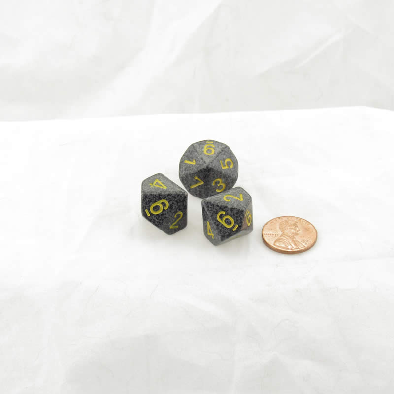 WKP09014E3 Urban Camo Elemental Dice Yellow Numbers D10 16mm Pack of 3 (ONLINE ORDER ONLY)