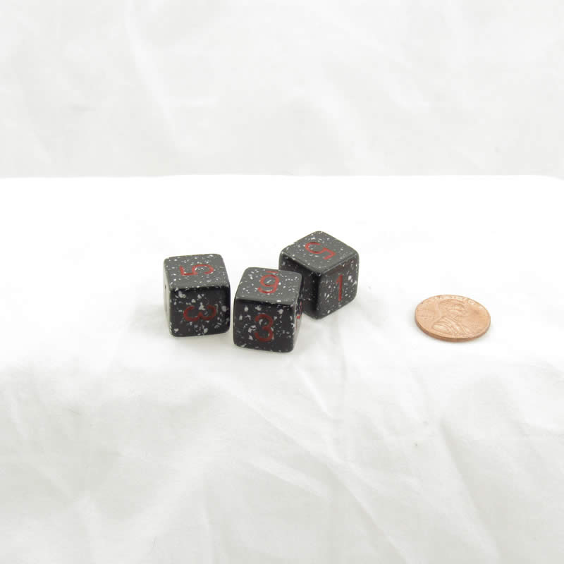 WKP09636E3 Space Elemental Dice Red Numbers D6 16mm Pack of 3 (ONLINE ORDER ONLY)