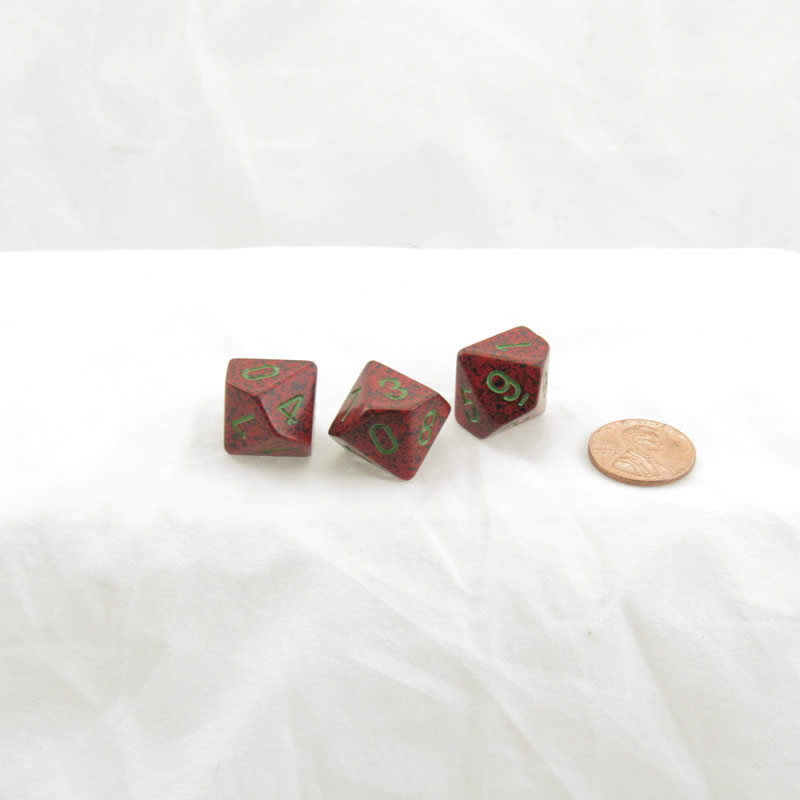 WKP09647E3 Strawberry Elemental Dice Green Numbers D10 16mm Pack of 3 (ONLINE ORDER ONLY)