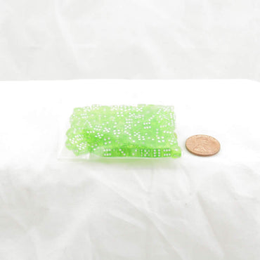 WKP09702PK Light Green Transparent D6 Dice White Pips 5mm Pack of 120 (ONLINE ORDER ONLY)
