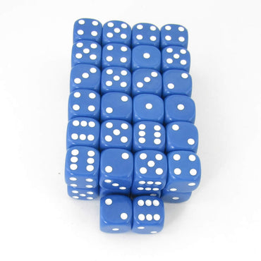 WKP10880E50 Blue Opaque Dice with White Pips D6 16mm (5/8in) Pack of 50 (ONLINE ORDER ONLY)