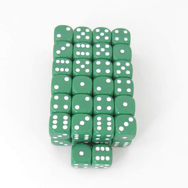 WKP10881E50 Green Opaque Dice with White Pips D6 16mm Pack of 50 (ONLINE ORDER ONLY)