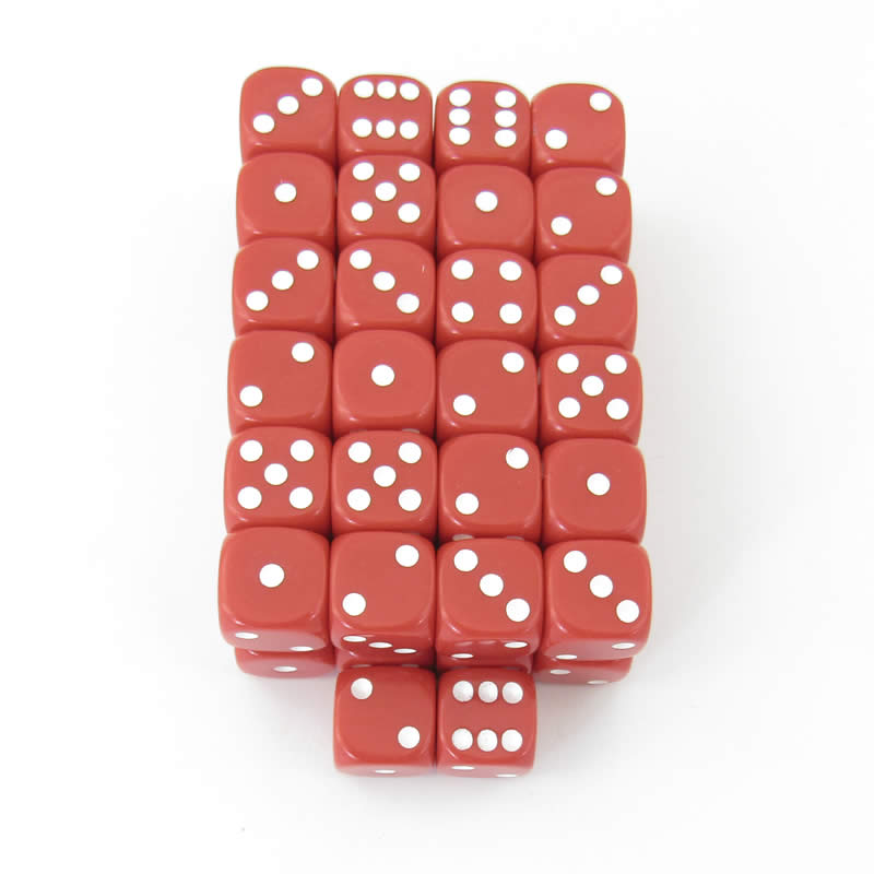 WKP10884E50 Red Opaque Dice with White Pips D6 16mm Pack of 50 (ONLINE ORDER ONLY)