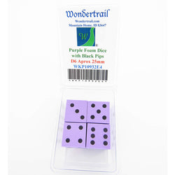 WKP10932E4 Purple Foam Dice Black Dots D6 25mm (1in) Pack of 4 (ONLINE ORDER ONLY)